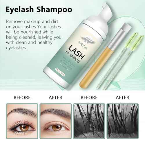 Lash Shampoo Kit Eyelash Extension Cleanser, Eyelash Shampoo for Lash Extensions, Lash Cleaner Eyelid Foam Cleaning Kit for Salon Home Use (Tea Tree)