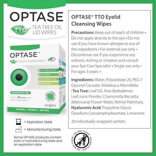 OPTASE Tea Tree Oil Eyelid Cleansing Wipes, Box of 20