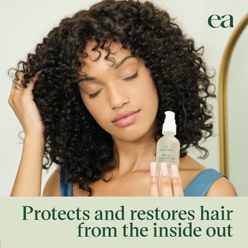 Eva + Avo Avocado Oil for Hair – Hydrating Hair Oil with Avocado and Castor Oil – Paraben and Sulfate-Free – Reduces Frizz and Restores Shine - 2 Fl Oz