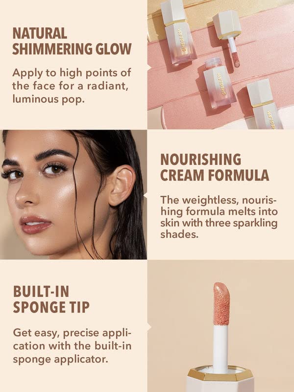 SheGlam Glow Bloom Liquid Highlighter - Long-Lasting Waterproof Cream with Shimmer Finish | Vanilla Frost