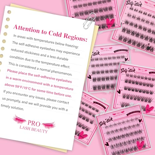 Self Adhesive Eyelashes 48Pcs Lash Clusters Press On Lashes Self Stick Cluster Lashes Pre Glued Eyelash Clusters No Glue No Remover Needed Easy to Apply Save Time (Begonia,D-10-18mix)