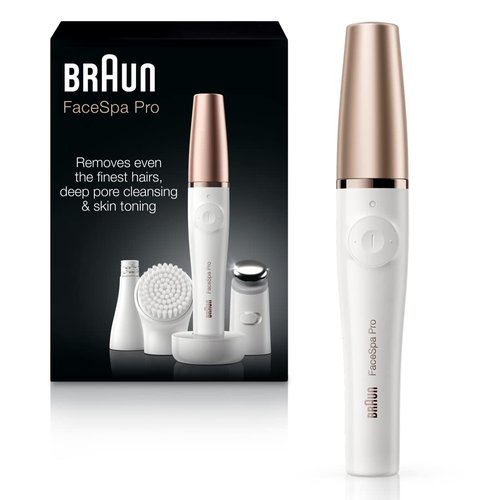 Braun Face Epilator - 3-in-1 Facial Hair Removal Device with Cleansing Brush & Skin Toning Extras