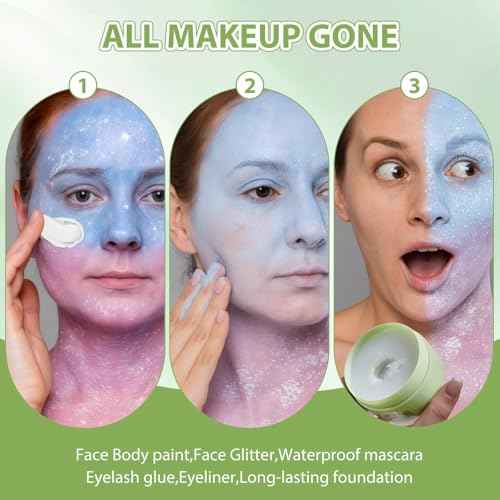 Makeup Remover Cleansing Balm,Deep Clear Makeup Cleansing Balm,Professional Remover for SFX, Face Paint & Glitter, Natural Gentle Moist Cleanser Cream for Face Body,3.38OZ