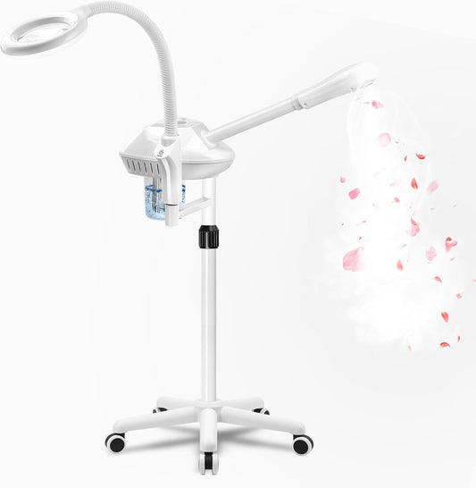 Skiennix Professional Facial Steamer - 2-in-1 Ozone Face Steamer with 5X Magnifying Lamp | Ideal for Home or Spa Use