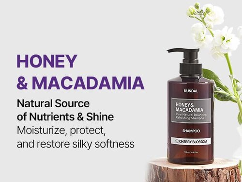 KUNDAL Honey & Macadamia Shampoo - Damage Repair & Nourishing Formula | 16.9 fl oz (Cherry Blossom)