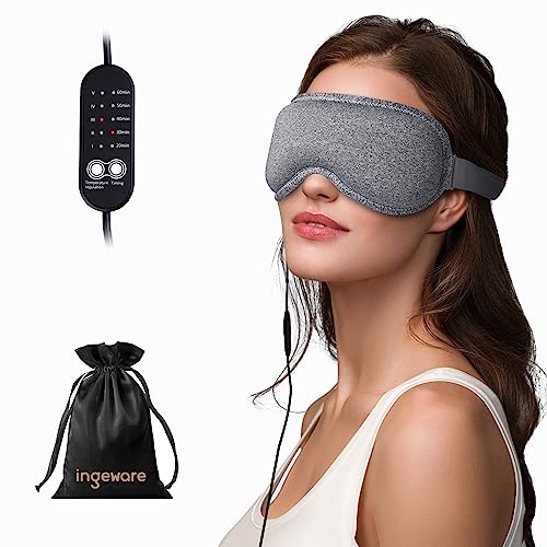 Heated Eye Mask for Dry Eyes, ingeware Eyes Heating Pad with Temperature Timer Control Warm Eyes Compress (Corded)