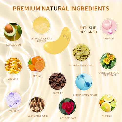 Under Eye Patches for Puffy Eyes Treatment 30 Pairs, 24K Gold Under Eye Masks for Dark Circles and Puffiness, Eye Gel Pads w/ Collagen, Sodium Hyaluronate, Rose Essence for Eye Bags Treatment