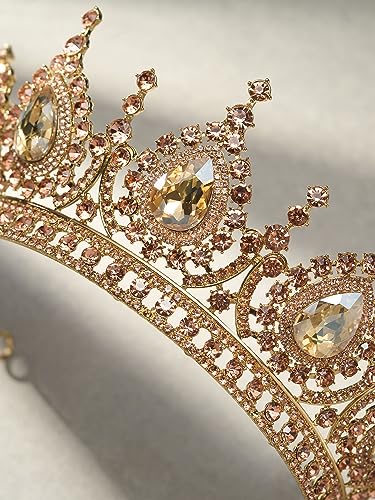 SWEETV Queen Tiaras and Crowns for Women Gold Princess Crown Halloween Costume Hair Accessories for Photo Shoot Prom Birthday Party