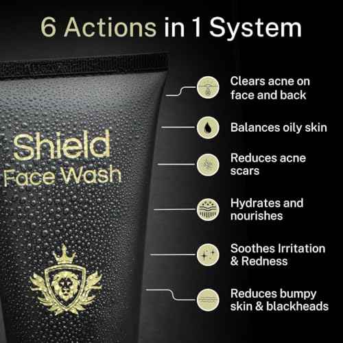 Acne System for Men and Boys, Face Wash, Moisturizer, Pimple Patches, Shield Men's Skin Care Set (2 Months)