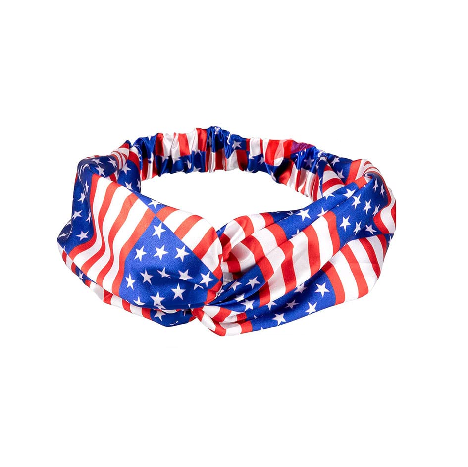 BBTDIN Independence Day Turban Headband Girls Patriotic Bandanas USA Flag Headwarp JHN60 (B1)