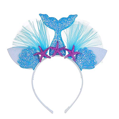 O'COCOLOUR Summer Mermaid Costume for Girls Halloween Birthday Party Outfits with Headband (7-8 Years, Blue)