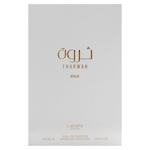 Lattafa Perfumes Tharwah Gold for Unisex Eau de Parfum Spray, 3.4 Ounce
