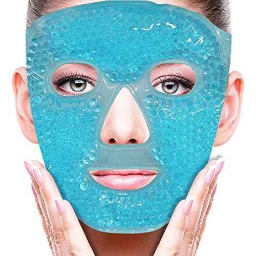 ZN?CUET?D Cold Face Eye Mask Ice Pack Reduce Facial Puff, Dark Circles, Gel Beads Hot Heat Cold Compress Pack, Face SPA for Woman Sleeping, Pressure, Headaches, Skin Care, Post Laser Care[Blue]