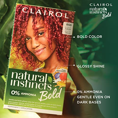 Clairol Natural Instincts Bold Permanent Hair Dye, R56 Achiote Auburn Hair Color, Pack of 1