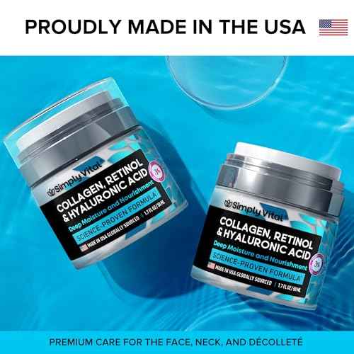 SimplyVital Collagen, Retinol & Hyaluronic Acid Cream - Anti-Aging Face Moisturizer for Face, Firming Skin Care Neck & D?collet? - Made in USA, Daily Moisturizer Face Cream Day & Night - 1.7 fl.oz.