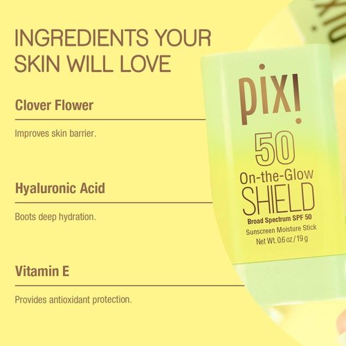 Pixi Beauty On-the-Glow SHIELD SPF 50 Sunscreen Stick - Lightweight, Hydrating & Travel Size | 2-Pack, Vegan & Paraben-Free | 2x 0.6oz/19g