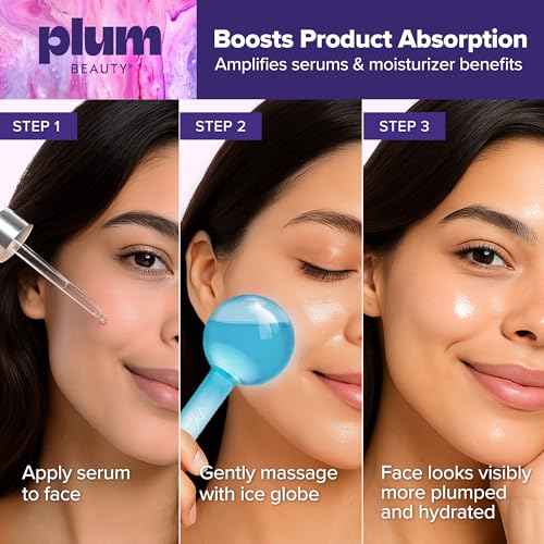 Plum Beauty Facial Ice Globes - Cooling Massage Tools for Refreshing Skincare Routine, Enhances Self Care, Reduces Puffiness - Set of 2