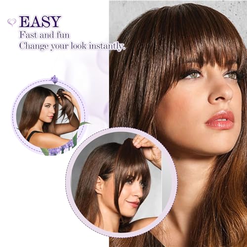 Earfodo Clip in Bangs 100% Human Hair Extensions Fake Bangs Hair Clip on Bangs for Women Clip in Hairpieces Wispy Fringe Bangs for Daily Wear(4.5 * 6,Black)