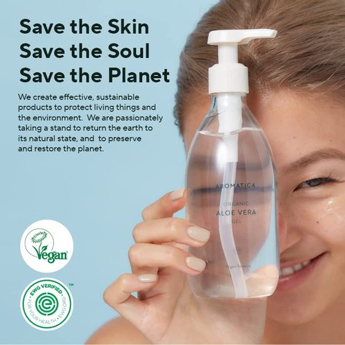 AROMATICA Organic Aloe Vera Gel Gift Set 300ml each – Vegan Body Moisturizer for Irritated Skin, After-Sun Skin Care