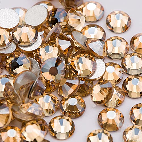 Towenm 720PCS Glass Flatback Rhinestones, SS20 4.8mm Flat Back Crystals for Craft Clothes Nail Face Art, Non Hotfix Round Flatback Crystals Loose Gemstones, Golden Shadow