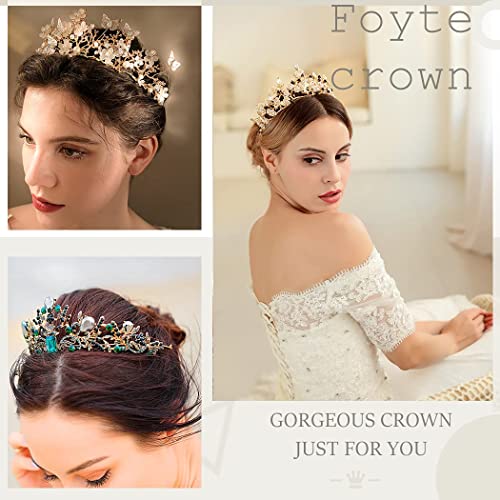 Fairyu Baroque Queen Crown and Tiara Sparkly Purple Rhinestone Wedding Crowns Crystal Bride Full Tiaras Headband Party Prom Hair Accessories for Women