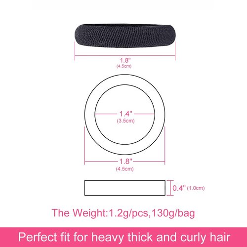 J-MEE Hair Bands 100PCS Seamless Cotton Ponytail Holders Scrunchies Hair Accessories for Thick Hair (black)