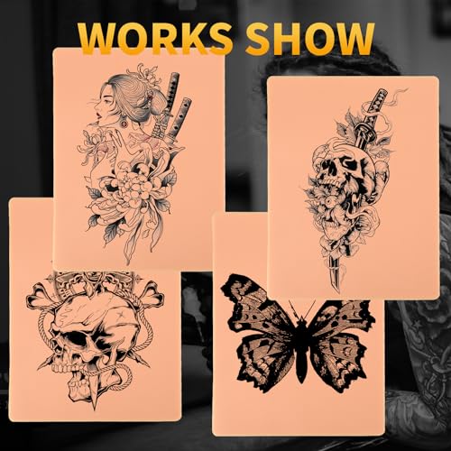 Practice Skins with Transfer Paper - 30Pcs Tattoo Fake Skin and Stencil Paper Kit Includes 25Pcs Tattoo Paper and 5Pcs 3mm Double Sided Tattoo Skin Practice