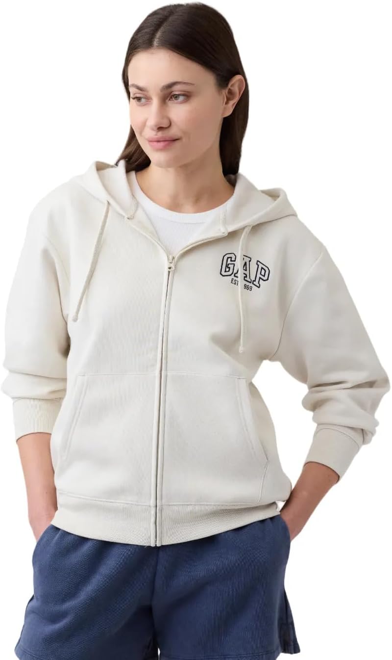 GAP Women's Hooded Logo Full Zip Jacket - Stylish Comfort for Everyday Wear