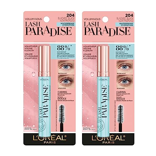 L'Oreal Paris Voluminous Lash Paradise Waterproof Mascara, Volumizing, Lengthening and Thickening Eye Makeup For Fuller-Looking Lashes, Black, 0.25 Fl Oz