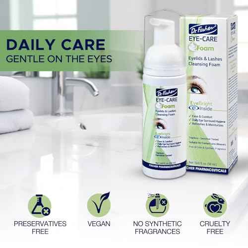 Dr. Fischer Tea Tree Oil Eyelid Cleanser - Eye Lid Scrub and Wash - Gentle Eyelash Foam Tear Free