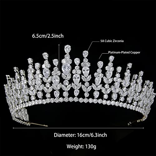 Sparky Wedding Tiaras Cubic Zirconia Queen Pageant Crowns CZ Sweet 16 Birthday Quinceanera Headpiece Bridal Hair Accessories Gold Jewelry Gifts for Adult Women