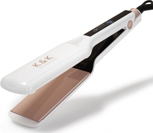 K&K 2.25 Inch Flat Iron Hair Straightener - Professional Extra Wide Ceramic Tourmaline Plates for Thick Hair