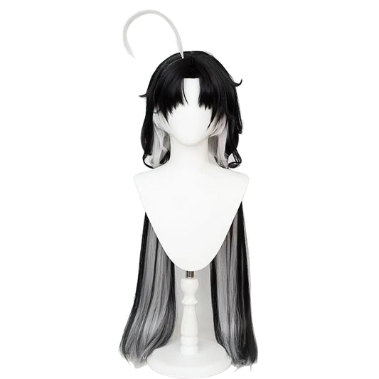 XiongXiongLe Jianxin Cosplay Wig Wuthering Waves Character Costume Long Straight Black White Mixed Hairs Wigs with Two Braids for Women Adult Cos Anime Game Party Halloween Christmas(Jianxin)