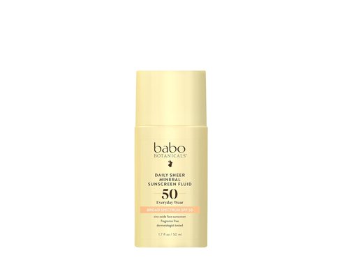 Babo Botanicals Daily Sheer Mineral Sunscreen SPF 50 - Natural Zinc Oxide & Passion Fruit Oil - Fragrance-Free, Ultra-Lightweight for All Ages