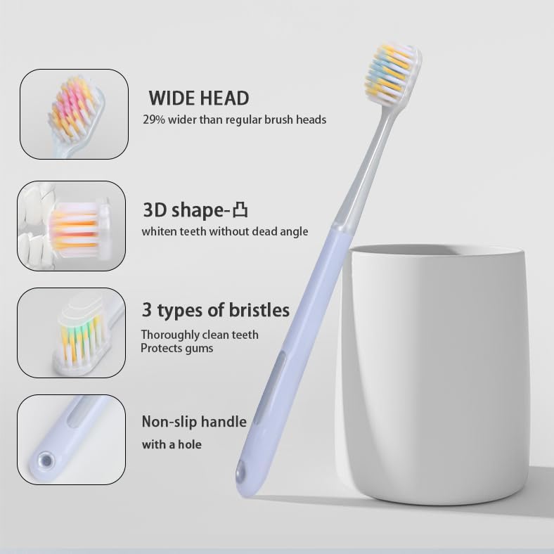 Skiennix Extra Soft Toothbrush - Ultra Soft Nano Bristles for Sensitive Teeth & Gums | 4-Pack Mix Colors