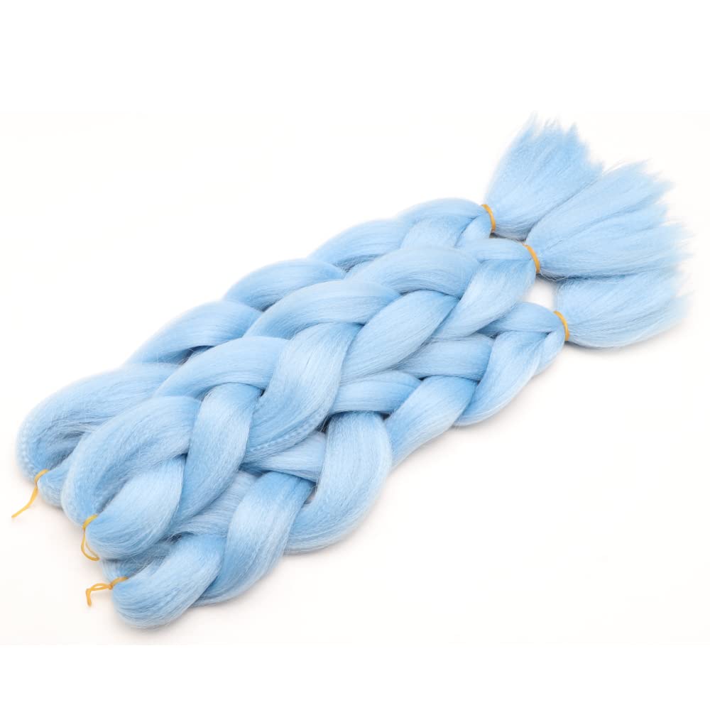 Original Jumbo Braids Hair Extension 3pcs Light blue Color 24inch 100g/pc For Twist Box Braiding Hair (light blue)