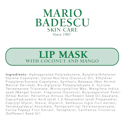 Mario Badescu Lip Mask with Acai and Vanilla for All Skin Types, Overnight Lip Treatment Enriched With Skin Softening Coconut Oil and Hydrating Shea Butter, 0.5 Ounces