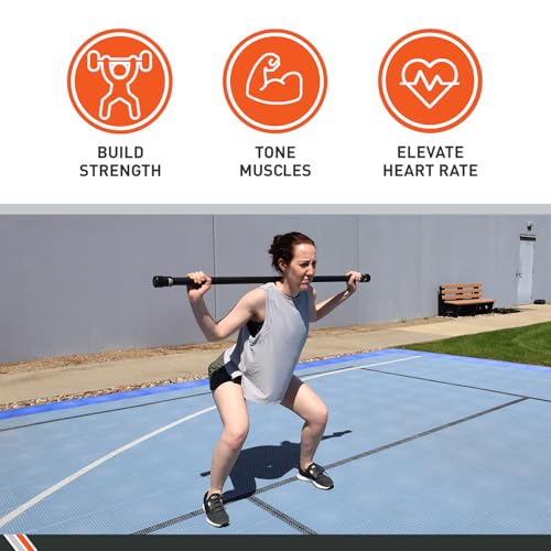 Body Sport Weighted Bar ? Strength Training Workout Bar for Men and Women ? Durable Curl Bar with Secure Rubber Grip for at Home or Gym ? For Yoga, Pilates, Physical Therapy, Resistance Training, and More
