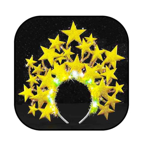 Zoestar Light Up Star Headband Led Glowing Hair Bands Party Rave Disco Hair Accessories for Women