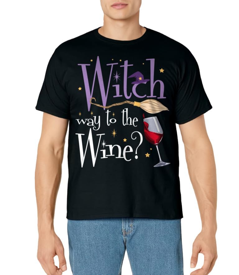 Witch Way To The Wine Halloween Drinking for Wiccan Witches T-Shirt