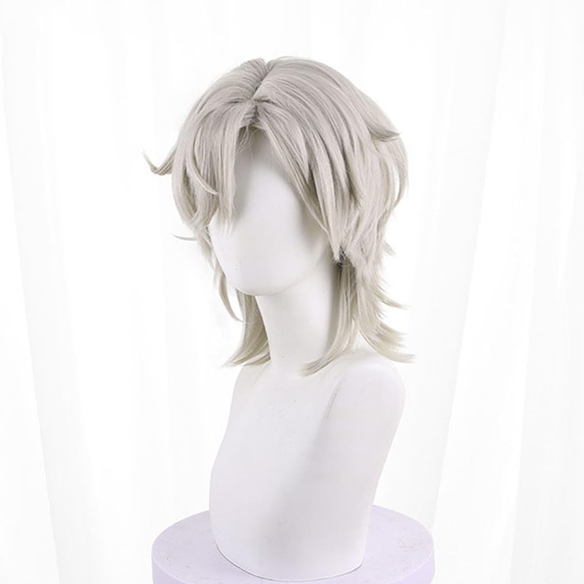 XiongXiongLe Honkai Star Rail Aventurine Cosplay Wig Men's Costume Light White Upturned Bangs Short Hair Wigs for Boys Cos Party Halloween Christmas Comic Con(Aventurine)