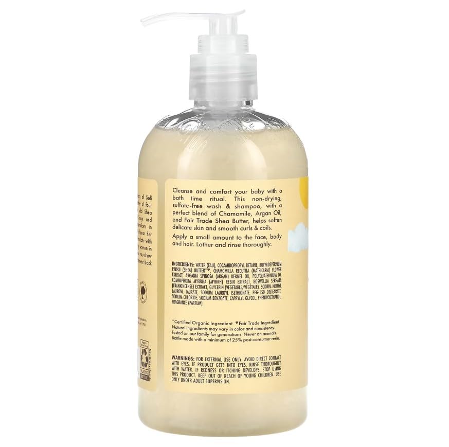 SheaMoisture Baby Wash & Shampoo - Raw Shea, Chamomile & Argan Oil for All Skin Types | 13 oz Gold