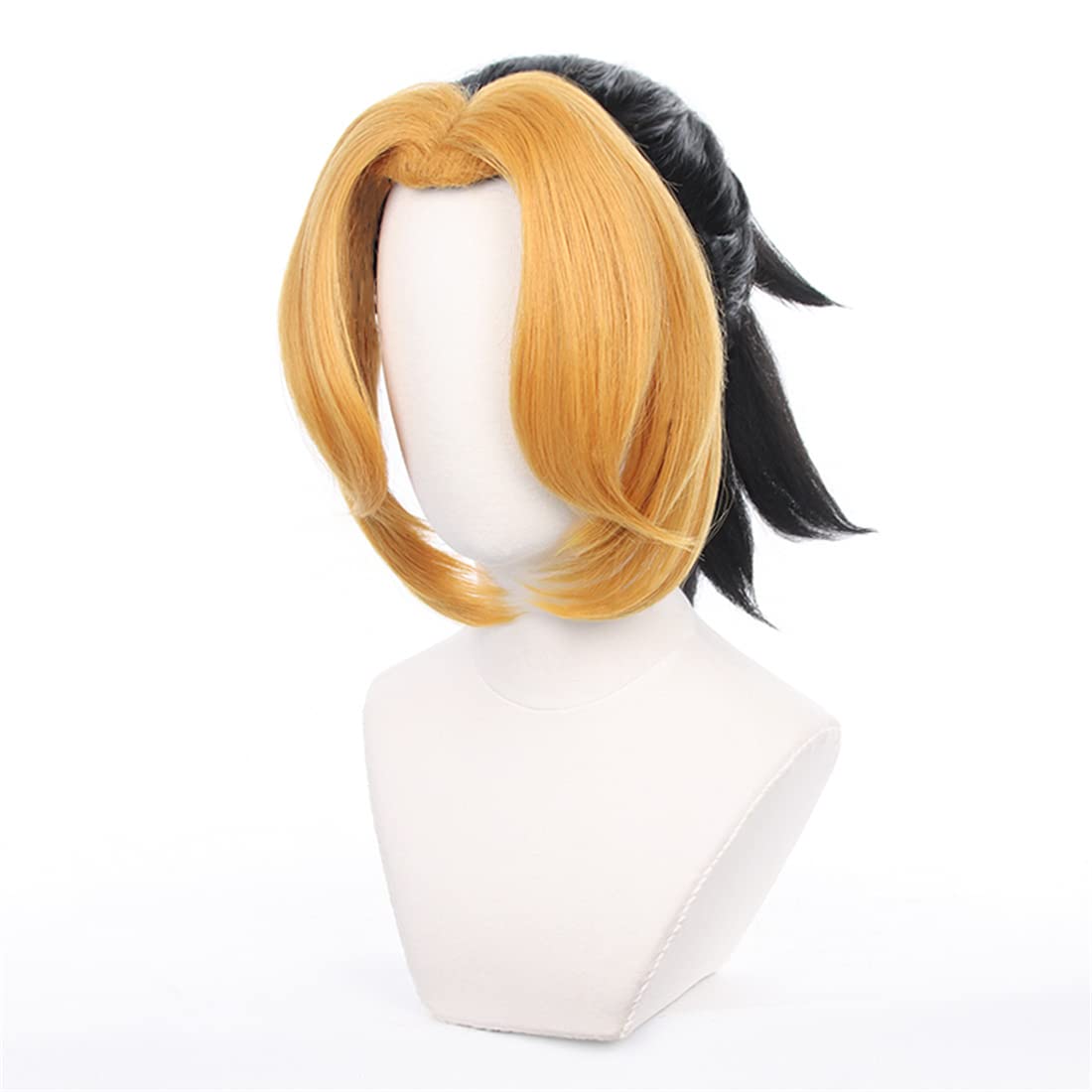 Aadesso Anime Makio Wig Yellow Gradient Black Wig Kimetsu no Demon鬼滅 Slayer Cosplay Costume Men Women with Wig Cap