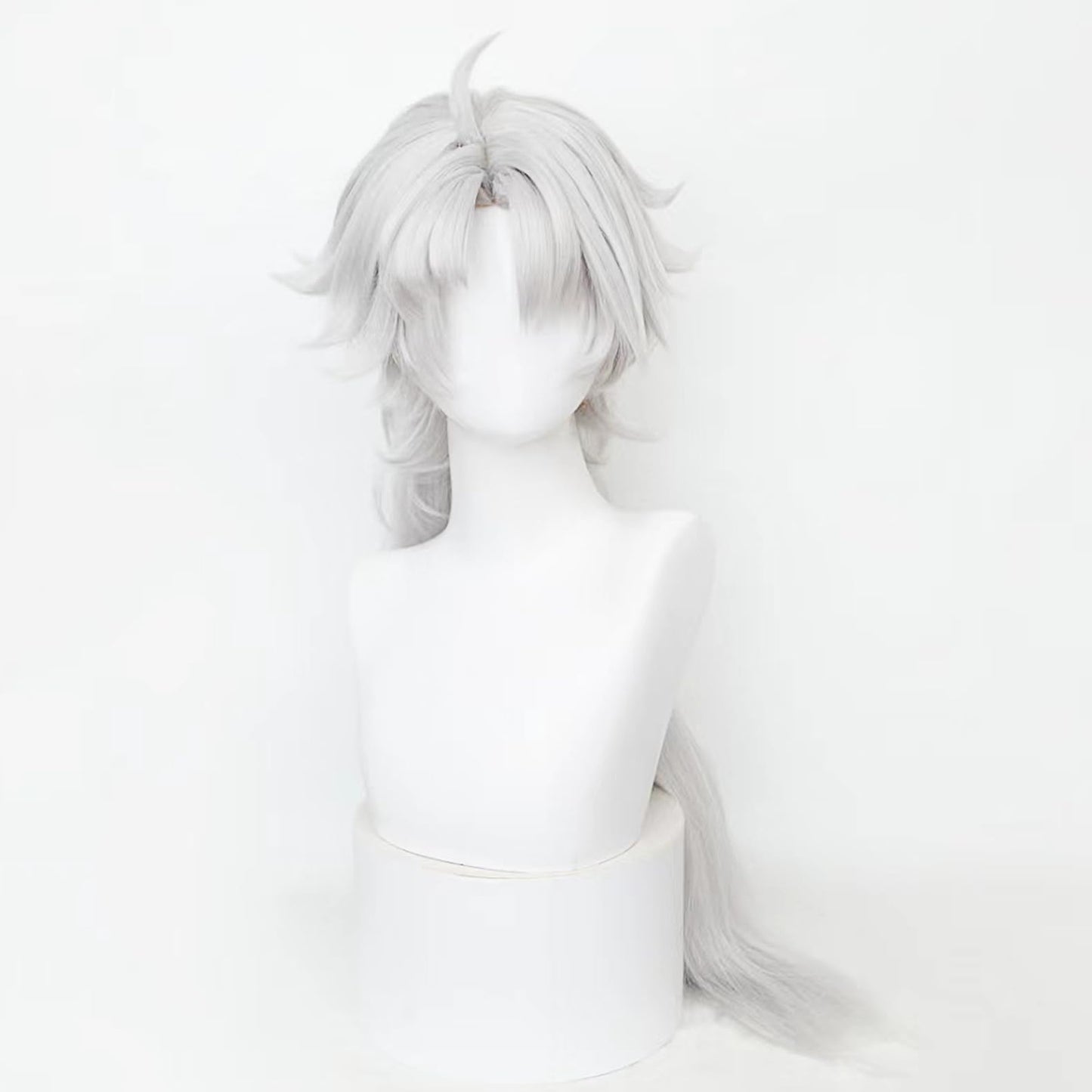 XiongXiongLe Wuthering Waves LingYang Cosplay Wig Men Costume Long Straight Silver White Hair Wigs with a Braids for Adult Cos Anime Game Party Halloween Christmas(LingYang)