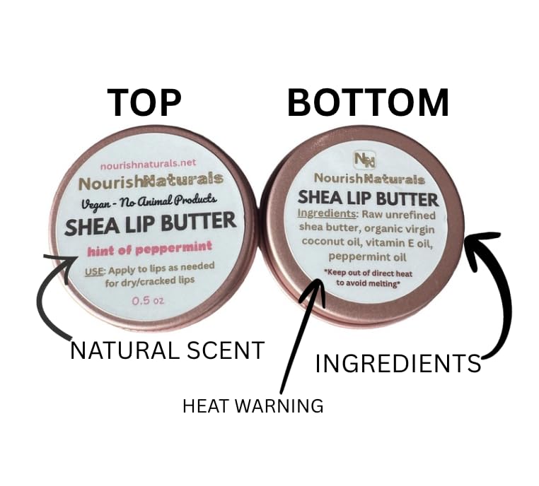 Shea Lip Butter - Ultra Moisturizing Vegan Lip Balm with Peppermint Oil | All-Natural, Travel-Sized, 4 Ingredients