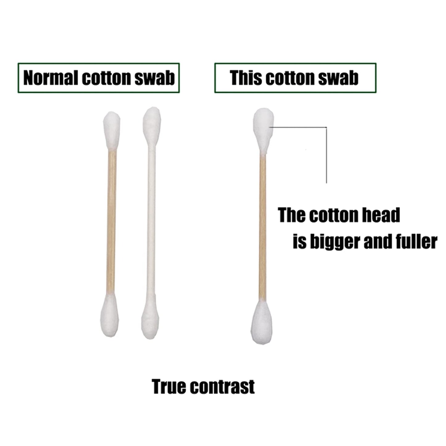 Skiennix XL Size Organic Bamboo Cotton Swabs - Extra Absorbent Biodegradable Double Tips