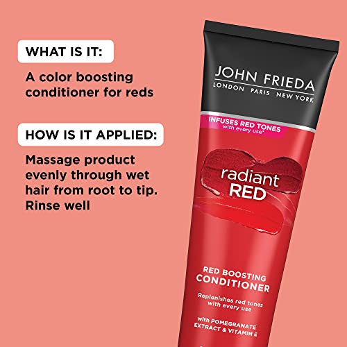 John Frieda Radiant Red Red Hair Conditioner, Daily Deep Conditioner, with Pomegranate and Vitamin E, Helps Replenish Red Hair Tones, 8.3 Ounce (2 Pack)