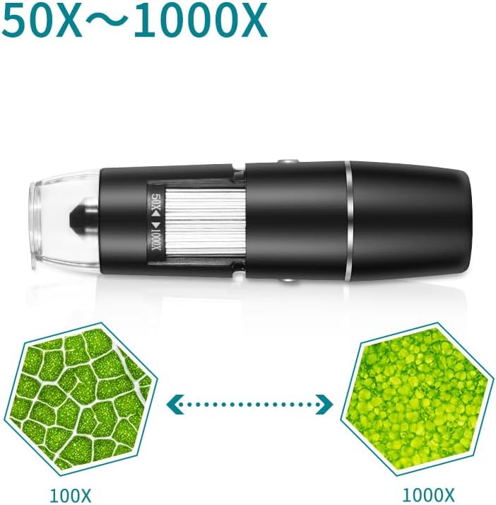 Skiennix Handheld Digital Microscope - Wireless & Portable 50x-1000x Magnification | 360° Rotating Stand for iOS/Android