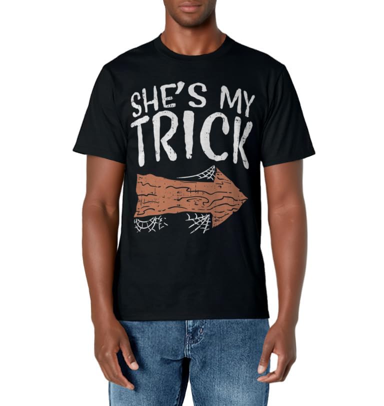 She's My Trick Matching Couple Halloween Costume Boyfriend T-Shirt