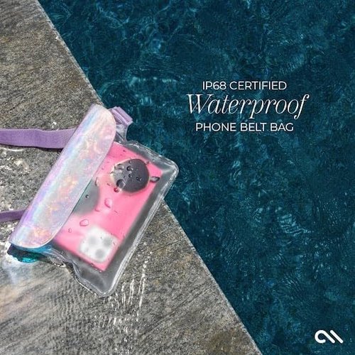 Case-Mate Waterproof Phone Pouch - IP68 Triple Seal Protection & Adjustable Strap | Iridescent for iPhone 17 Pro Max/16 Pro Max/15/14/S26/S25/Pixel 10